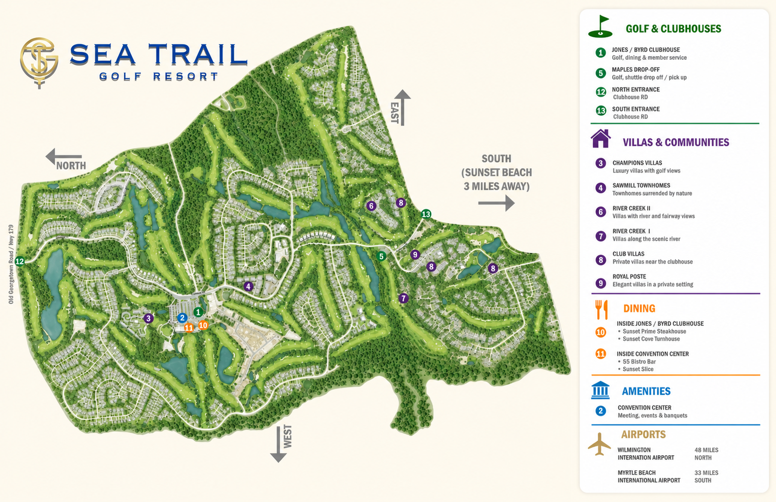Sea Trail Golf Resort illustrated guest map